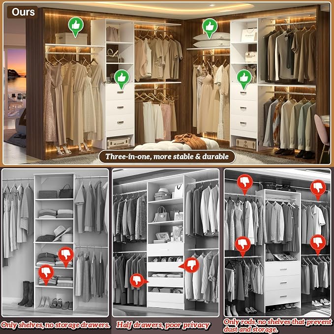 8FT Closet System, Wall Mount Bedroom Wardrobe - Image 2