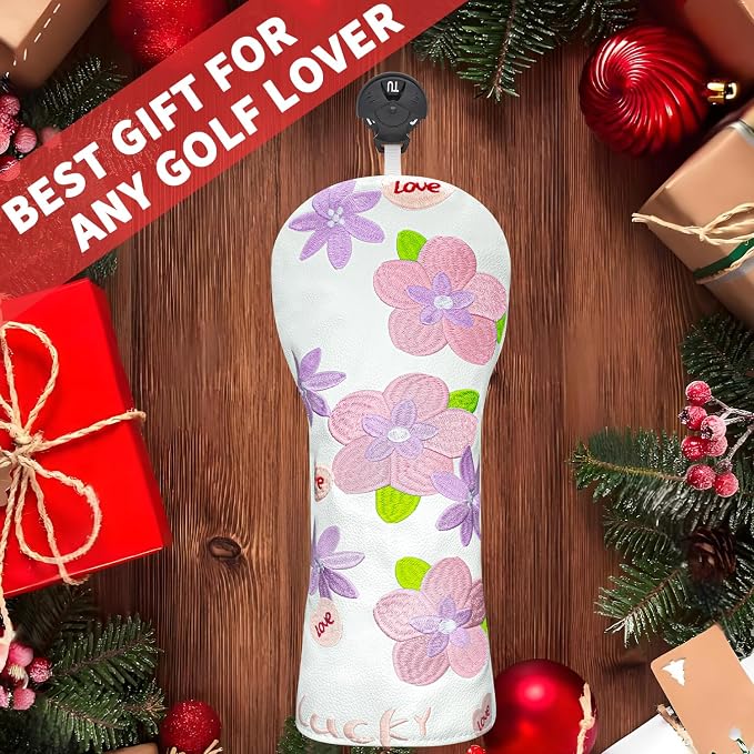 Golf Head Cover Golf Club Peach Blossom Design Golf Covers PU Headcovers Set - Image 5