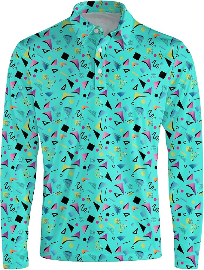 Men's Long Sleeve Golf Shirt Quick Dry 3 Button Work Fishing Outdoor Casual - Image 3