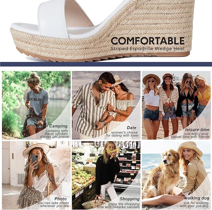 mikarka Women's Espadrille Wedge Sandals: Ankle Strap Platform Open Toe Wedges - Image 5