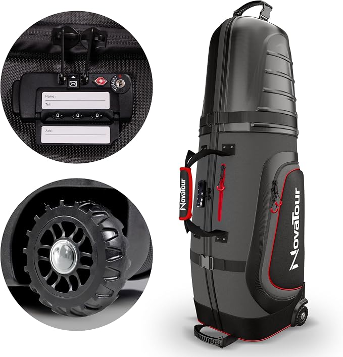 Golf Travel Bag for Airlines: Hard Case Top, Waterproof Zippers, 1680D Oxford by NovaTour