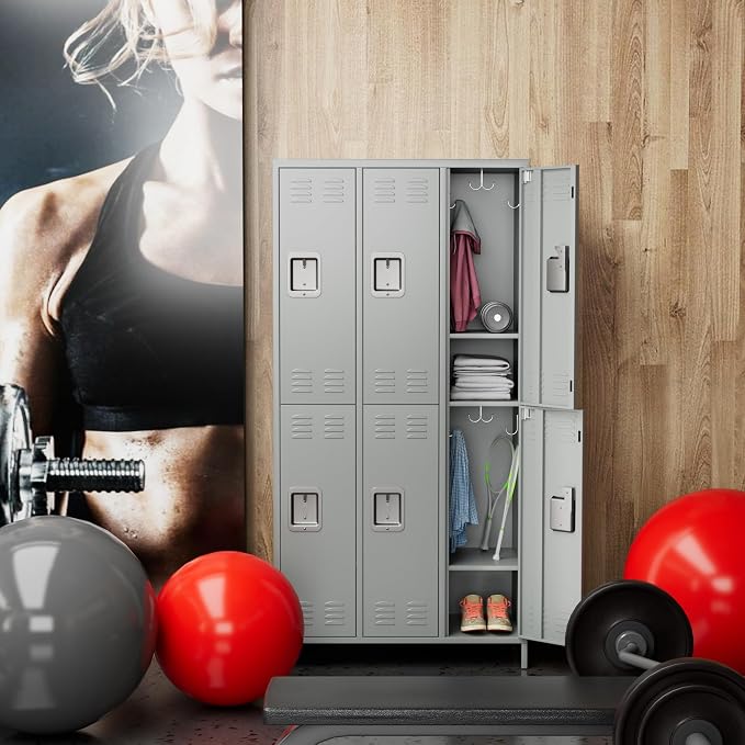 METAN Metal Locker for School Office Gym Bedroom, 6 Doors Steel Storage Locker - Image 4
