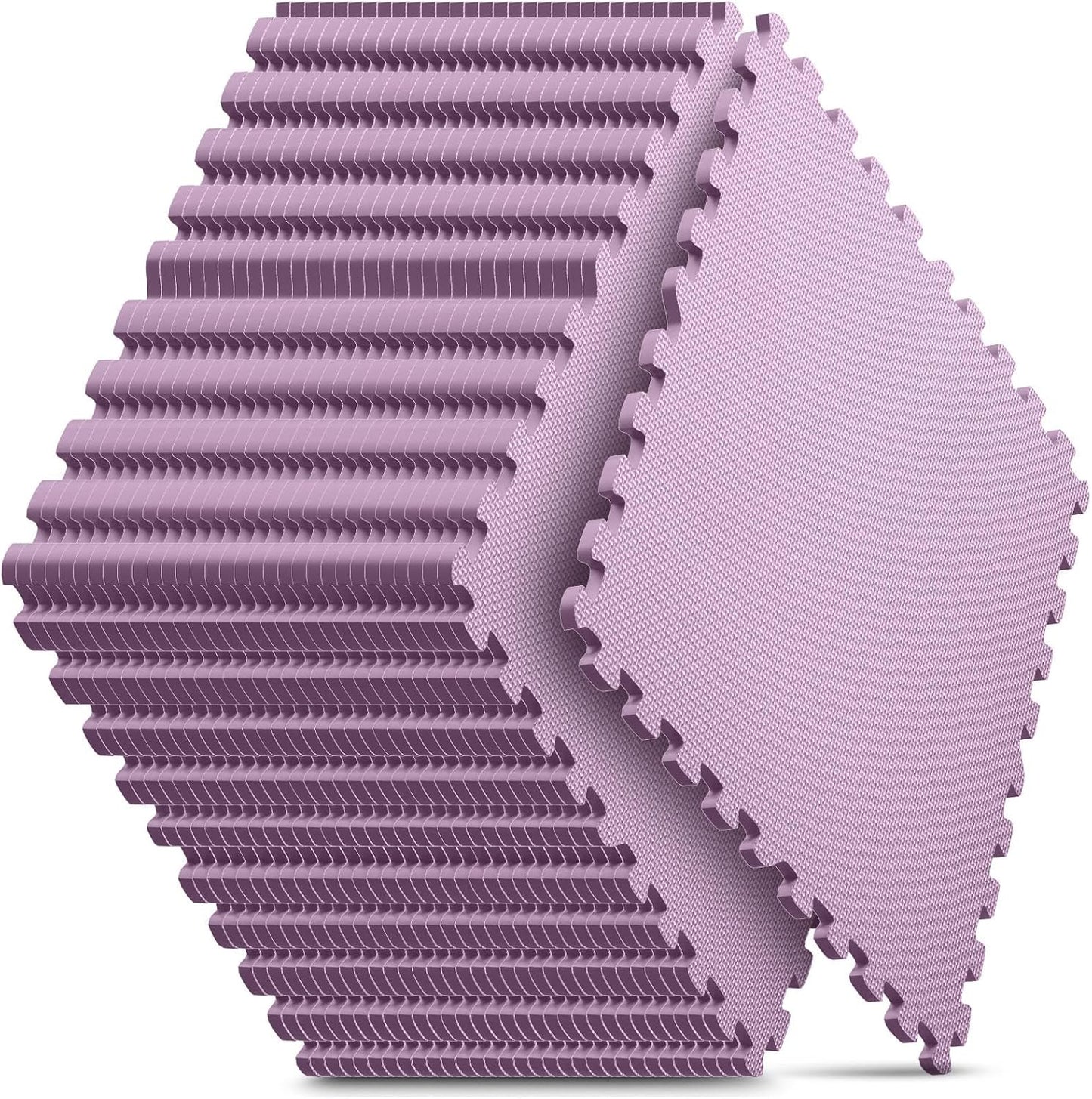 Home Gym Mat, Puzzle Exercise Mat, EVA Interlocking Foam Floor Tiles for Home Workout Equipment and Kids' Play Areas - Blue, 24 in x 24 in x ½ in - (Pink, 32 Pack(128 SQ FT))