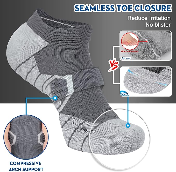 Hylaea Athletic Running Socks Cushion Padded Moisture Wicking Low Cut - Image 3