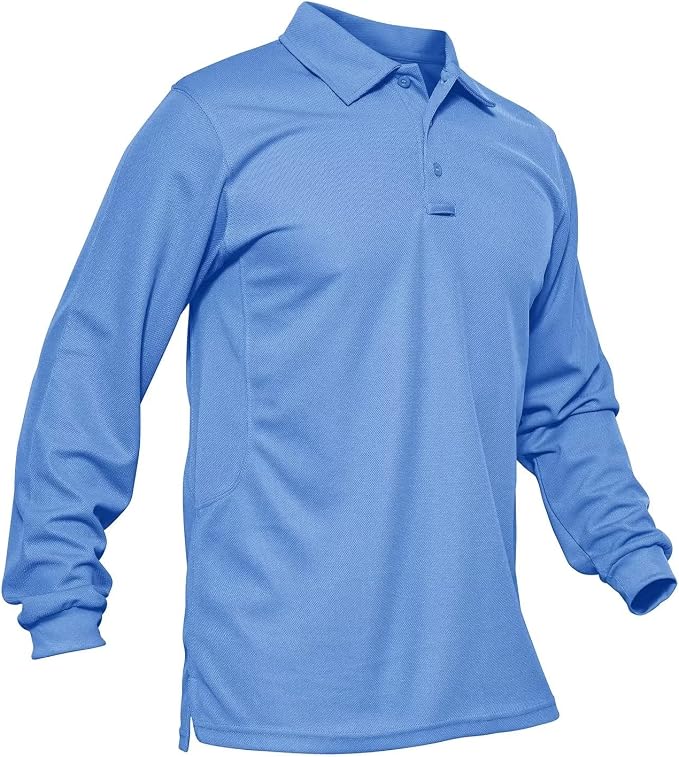 MAGCOMSEN Men's Polo Shirts 3 Button Quick Dry Performance Long Sleeve Tactical by MAGCOMSEN