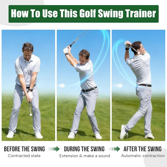 Retractable Golf Swing Training Aid, Golf Grip Trainer - Image 2