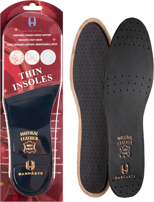 HANDARTE Premium Leather Shoe Insoles | Thin Shoe Inserts by HandarteInsoles