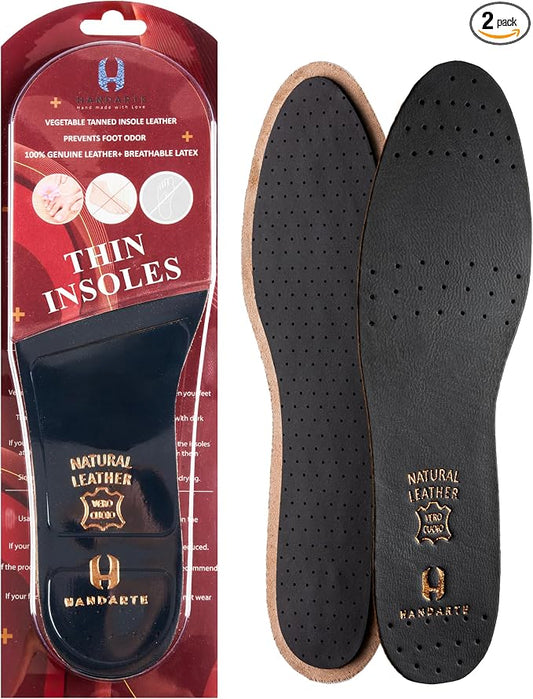 HANDARTE Premium Leather Shoe Insoles | Thin Shoe Inserts by HandarteInsoles
