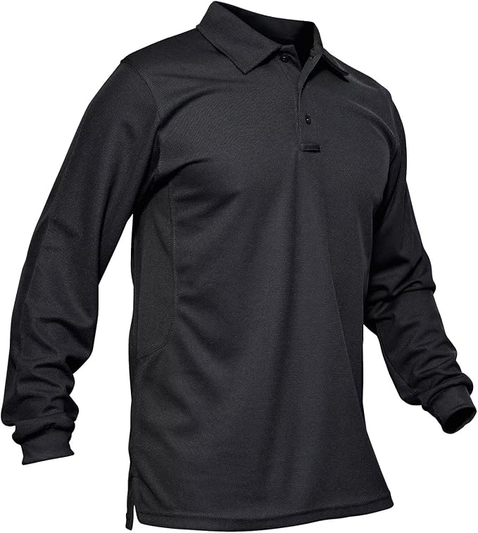 MAGCOMSEN Men's Polo Shirts 3 Button Quick Dry Performance Long Sleeve Tactical by MAGCOMSEN
