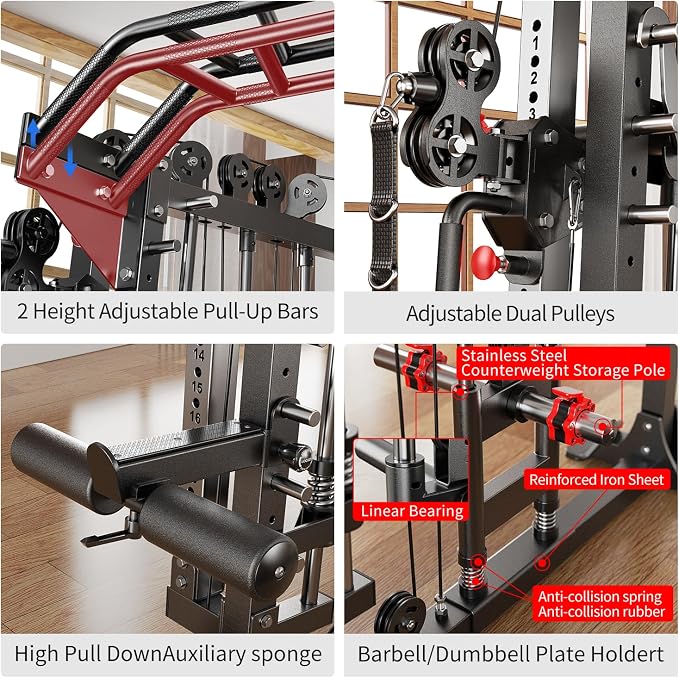 Smith Machine，Multi-Function Squat Rack Power Cage - Image 5