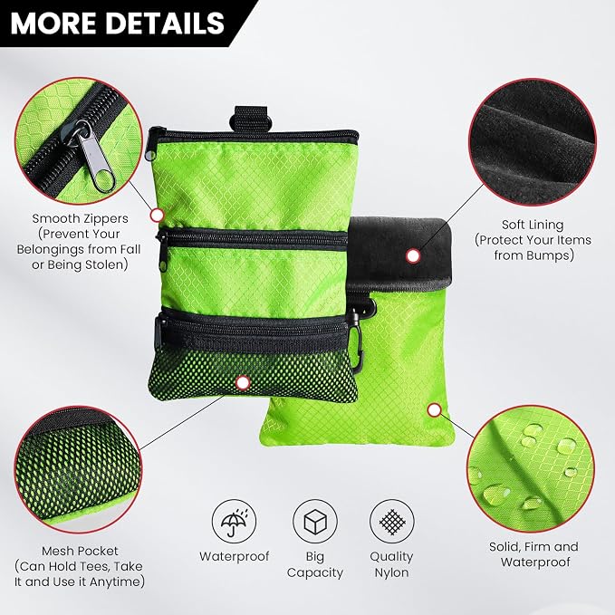 Golf Bag Accessories Valuables Pouch Bags Multi Pocket Zipper Hook - Image 2
