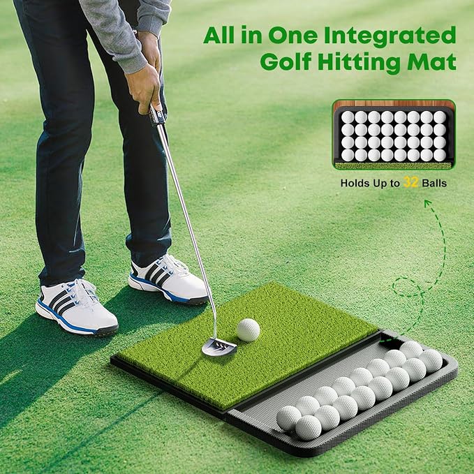 Integrated Golf Mat with Ball Tray, Small Thickening Golf Mats Practice Outdoor - Image 2