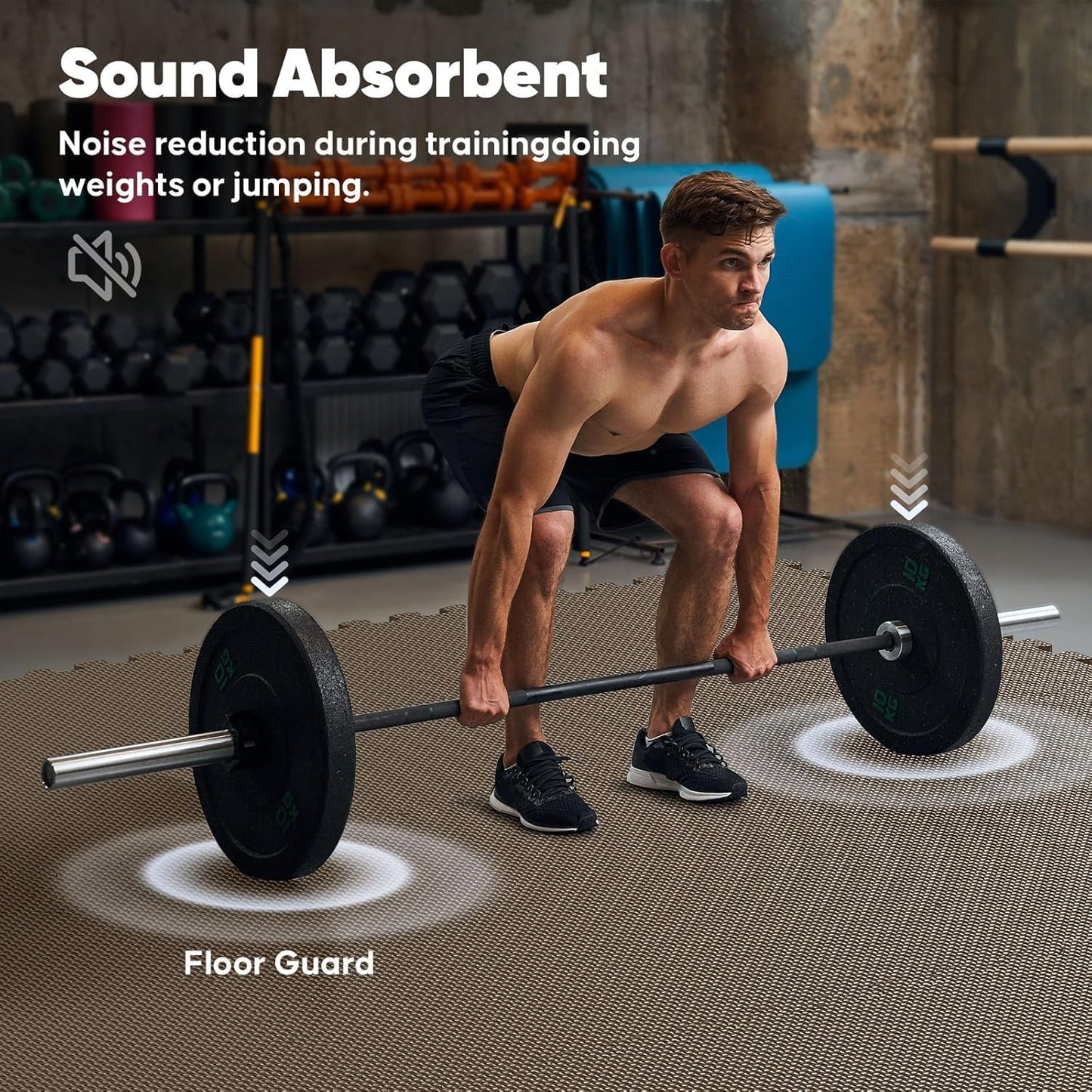 Home Gym Mat, Puzzle Exercise Mat, EVA Interlocking Foam Floor Tiles for Home Workout Equipment and Kids' Play Areas -, 24 in x 24 in x ½ in, Brown 36 Tiles