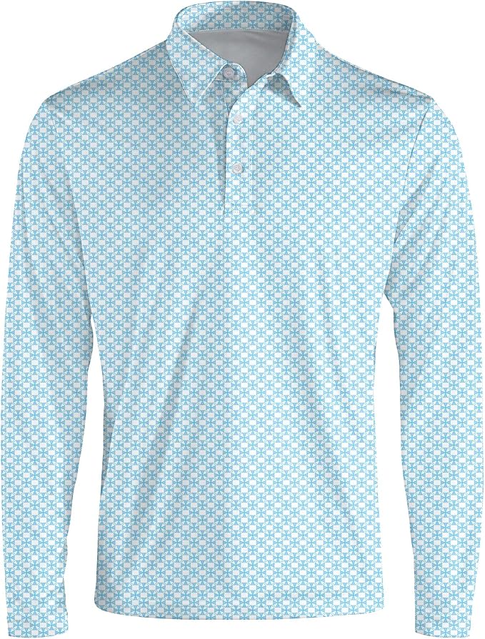 Men's Long Sleeve Golf Shirt Quick Dry 3 Button Work Fishing Outdoor Casual - Image 3