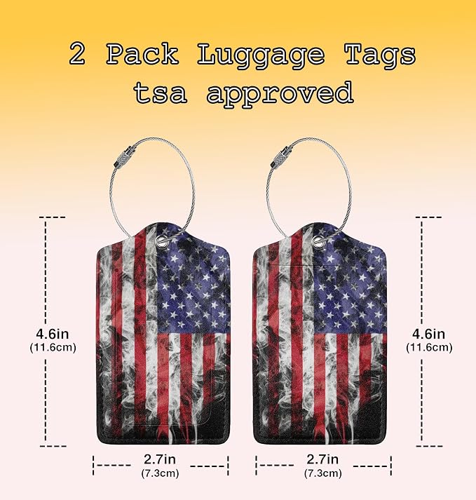 2 Pack American Flag Luggage Tags - Image 3