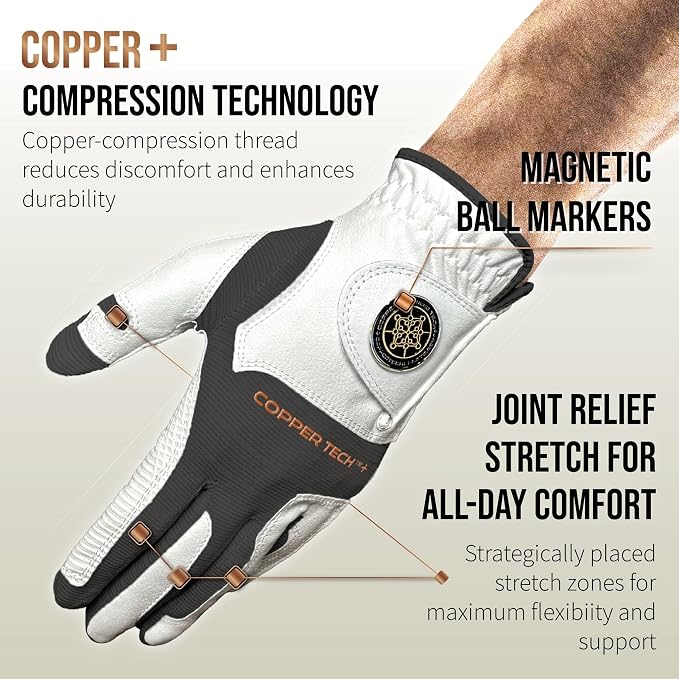 Copper Tech Golf Gloves Men Right Handed Golfer or Left Handed Golfer | Copper - Image 2