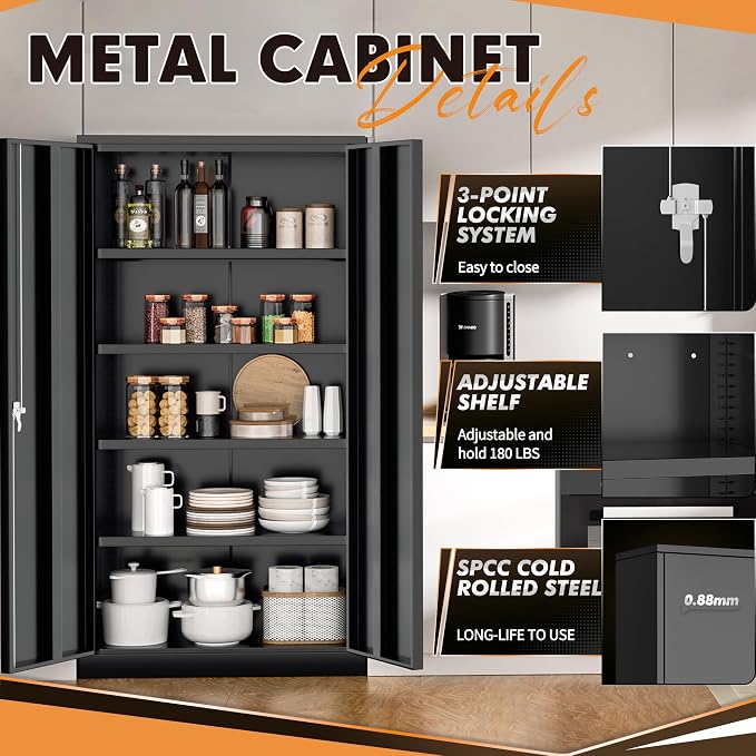 INTERGREAT Metal Storage Cabinet, Tall Metal Cabinet - Image 4