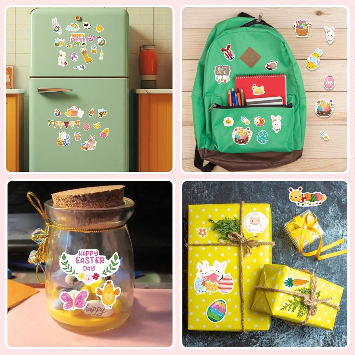 24 Sheets Easter Stickers, Spring Stickers for Kids, Easter Egg Bunny Stickers Decorating Party Favors, Treats for Kids, Easter Basket Stuffers