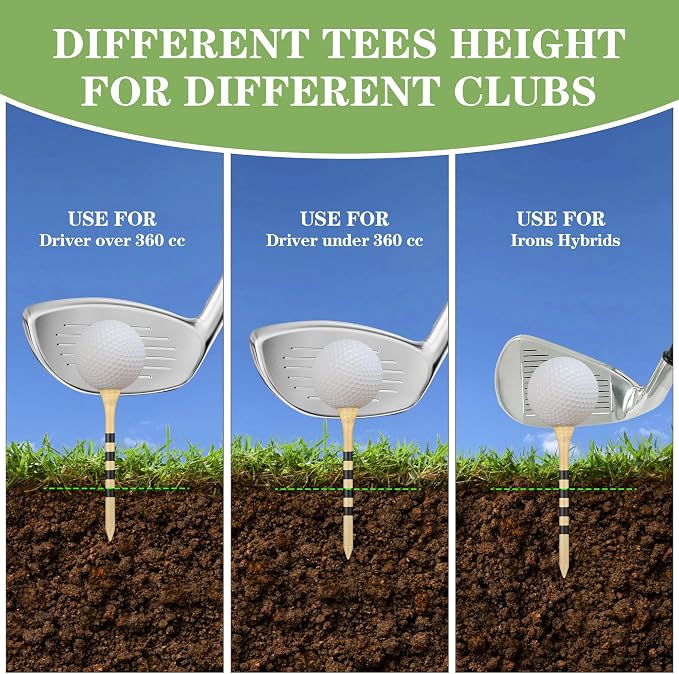 Natrual Wooden Golf Tees 100 Pack Biodegradable Bamboo Golf Tees, More Sturdy - Image 2