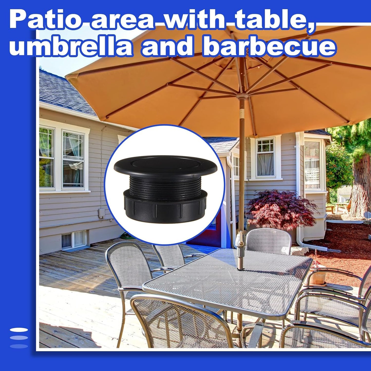 2 Sets Patio Table Umbrella Hole Ring Plug Cap Set, Outdoor Parasol Table Hole Cover Insert Thicker Patio Plug Ring for Outdoor, Yard, Garden(Black)