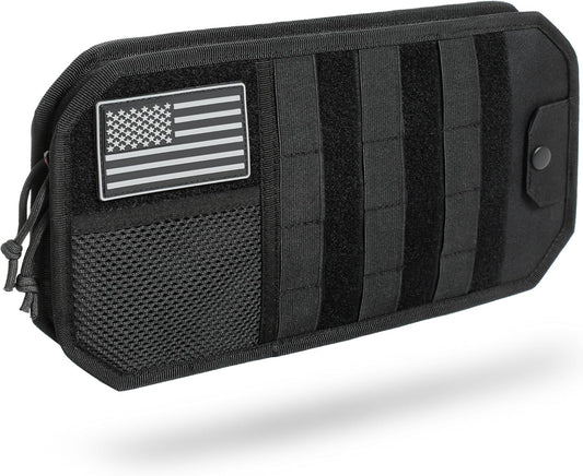 1000D Molle Car Sun Visor Organizer with Glasses Clip - Multi-Pocket Tactical Car Sunshade Storage Pouch Holder Molle Panel for Cars, SUVs & Trucks