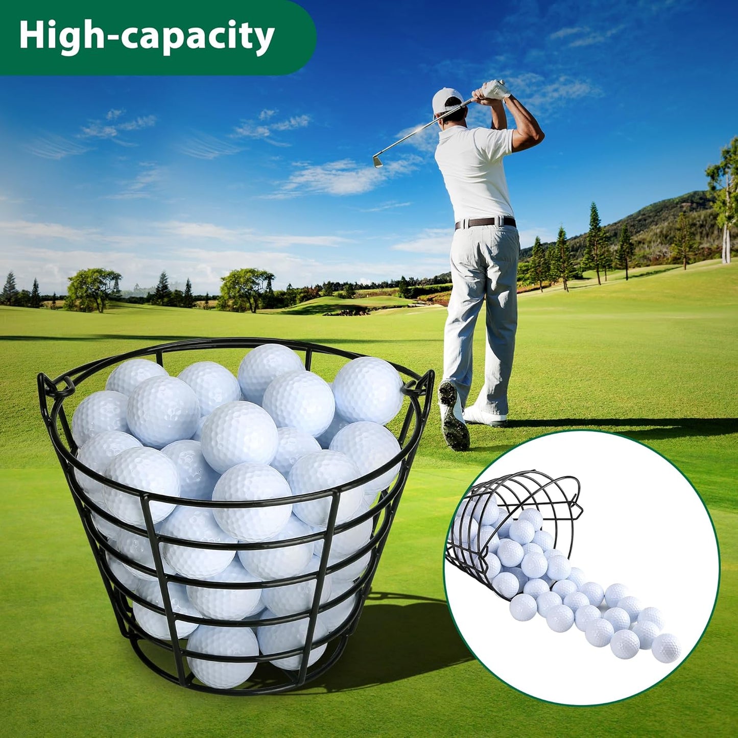 10L0L Golf Basket-Golf Bucket Suitable for Golf Practise & Competition Anti-Rust, Portable Golf Ball Basket (2 Pack)