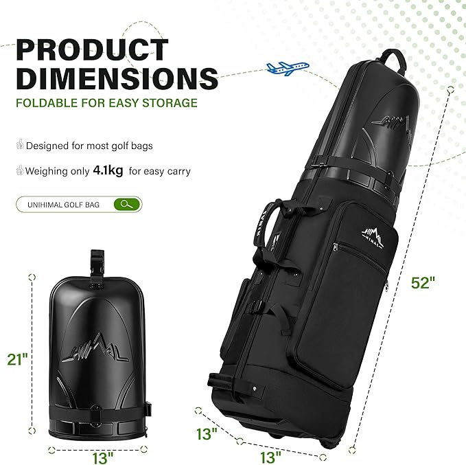 Golf Travel Bag with Hard Case Top, 1680D Heavy Duty Oxford Golf Club Travel - Image 2
