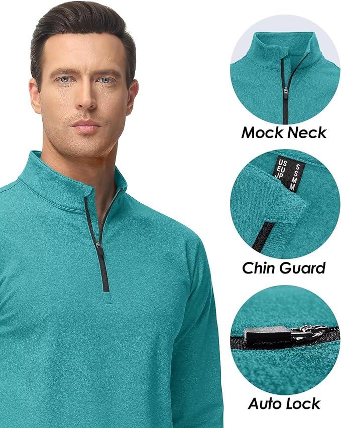 Boladeci Men's Quarter Zip Pullover Premium Fleece Lined Heather Long Sleeve - Image 4