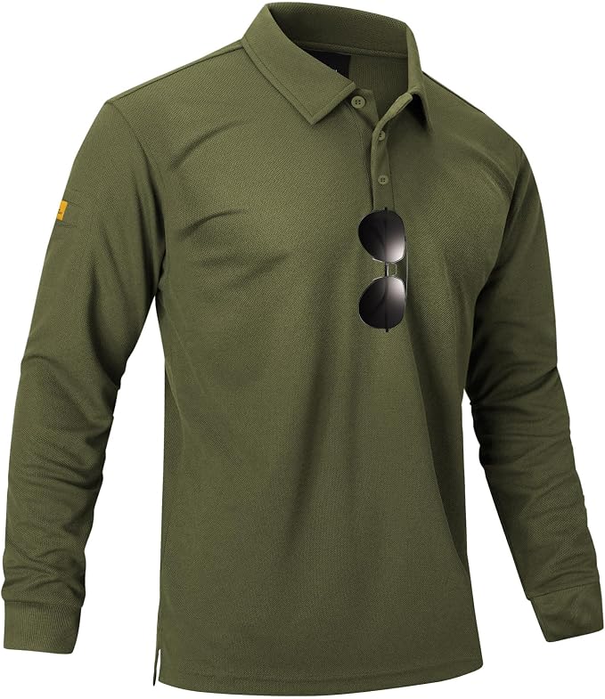 Men's Long Sleeve Polo Shirts 3 Button Down by ZITY