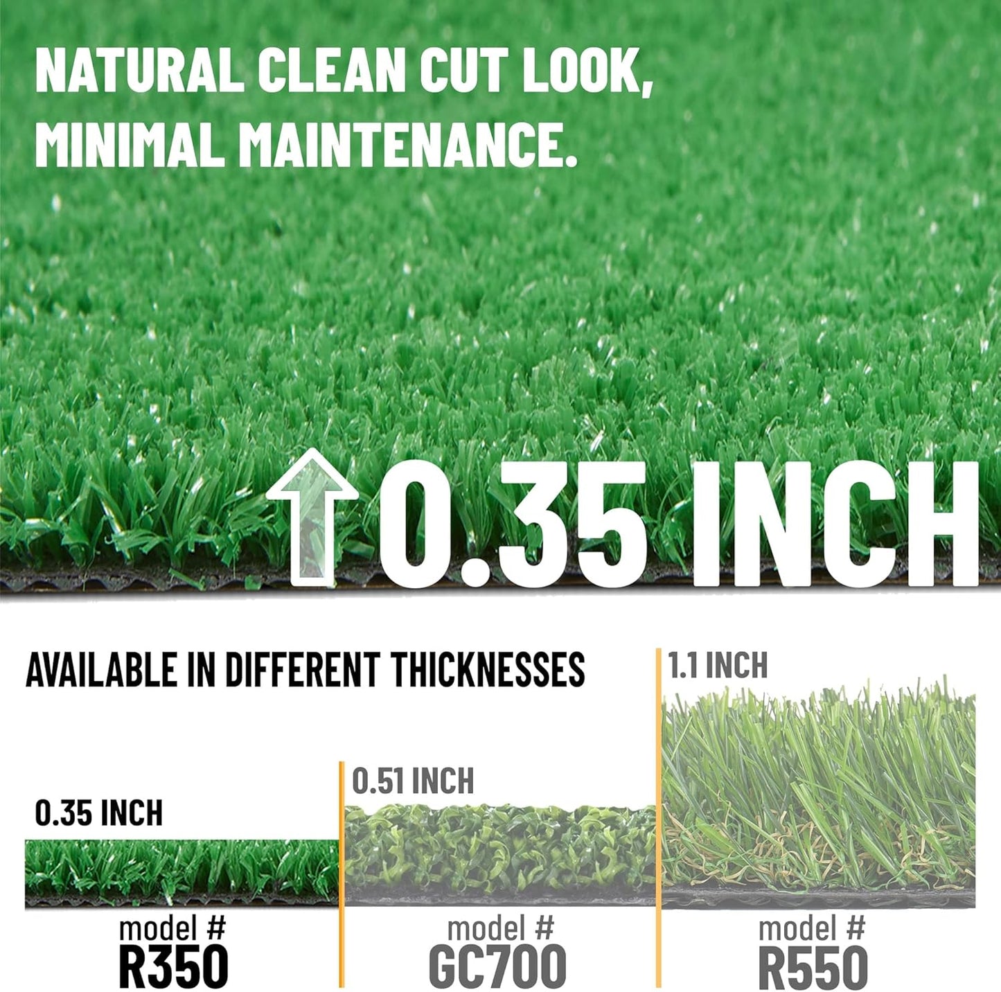 Ottomanson Artificial Grass Turf 6'6" x 40' Indoor Outdoor Faux Grass Rug with Drainage Holes, Customizable with Extra Long Size Options, Perfect for Patio Lawn Balcony Weddings Photoshoot Backdrop