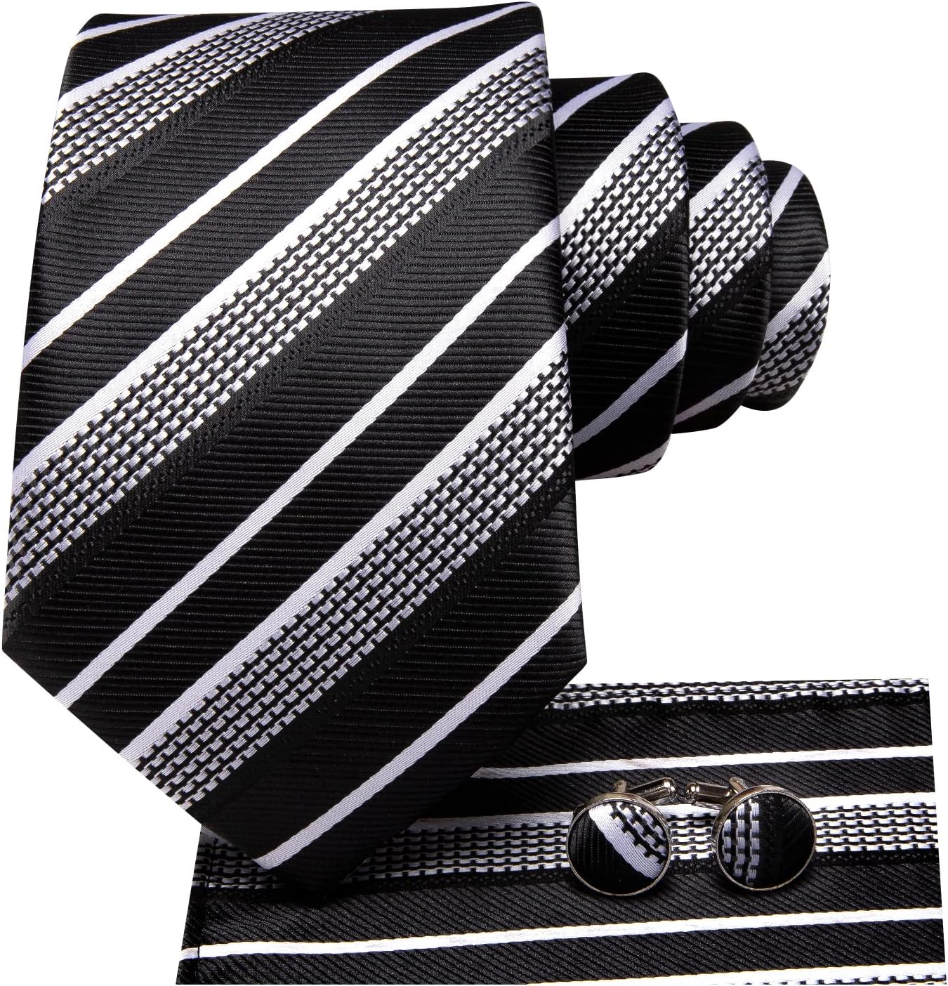 Hi-Tie Men 63inches Tie Set Extra Long Necktie Paisley Tie Pocket Suqare Cufflinks Big and Tall Men Tie