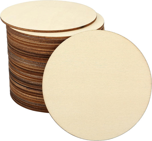Blisstime Unfinished Wood Circles for Crafts, Wood Rounds for Crafts, Round Discs for Painting, Writing, DIY Supplies, Engraving and Carving, Home Decorations (4" 36 Pcs)