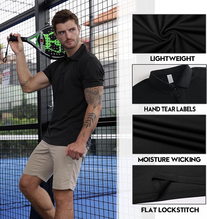ZENGVEE Mens Polo Shirts Moisture Wicking Short Sleeve Performance Quick Dry - Image 2