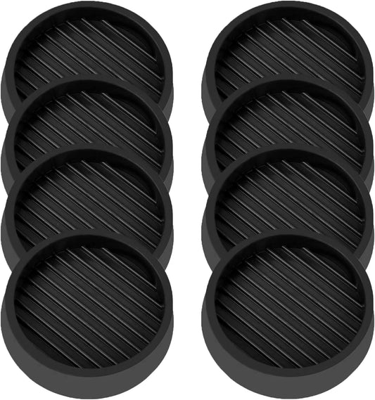 3X3 Round Rubber Caster Cups, Non Slip Furniture Pads, Anti-Slip Gripper, Anti Skid Furniture Feet, Anti Slide Floor Protector for Bed Couch Table Chair Stoppers - Black, 8 Pack