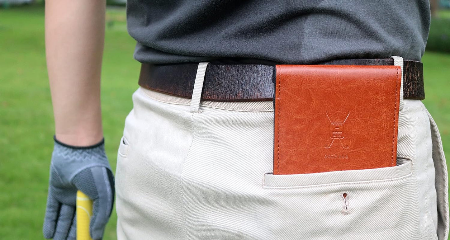 Handy Picks Leather Golf Scorecard Holder | Yardage Book Cover | Scorecard n Pencil Included