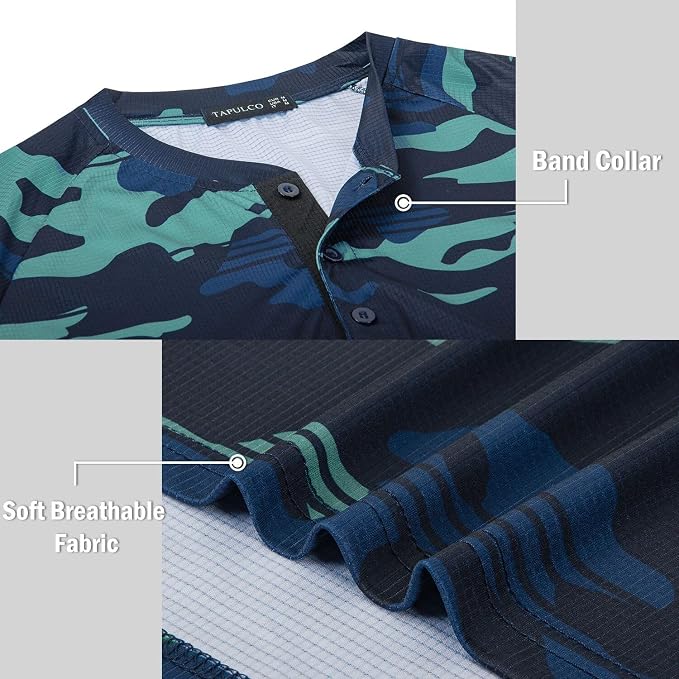 TAPULCO Mens Collarless Golf Shirts Short Sleeve Dry Fit Stretch Casual - Image 5
