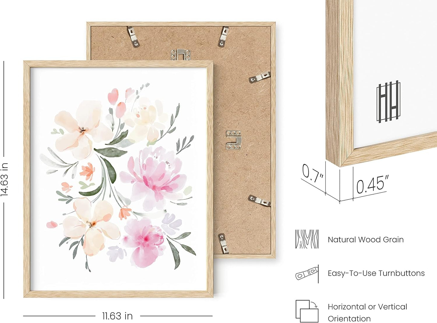 HAUS AND HUES Flower Wall Decor - Set of 4 Floral Wall Art, Framed Bouquet Pictures for Living Room, Bedroom, and Kitchen, Flower Pictures Wall Decor (Framed Beige, 11x14)