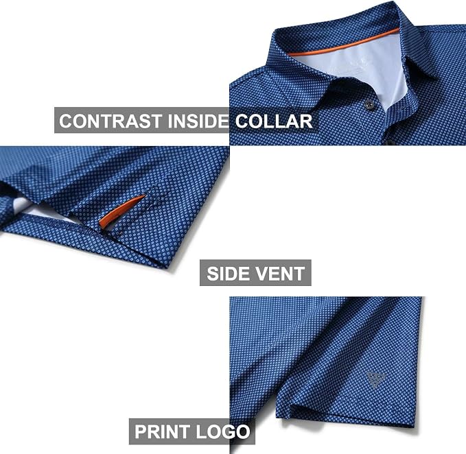 Golf Shirts for Men Dry Fit Short Sleeve Print Performance Moisture Wicking - Image 4