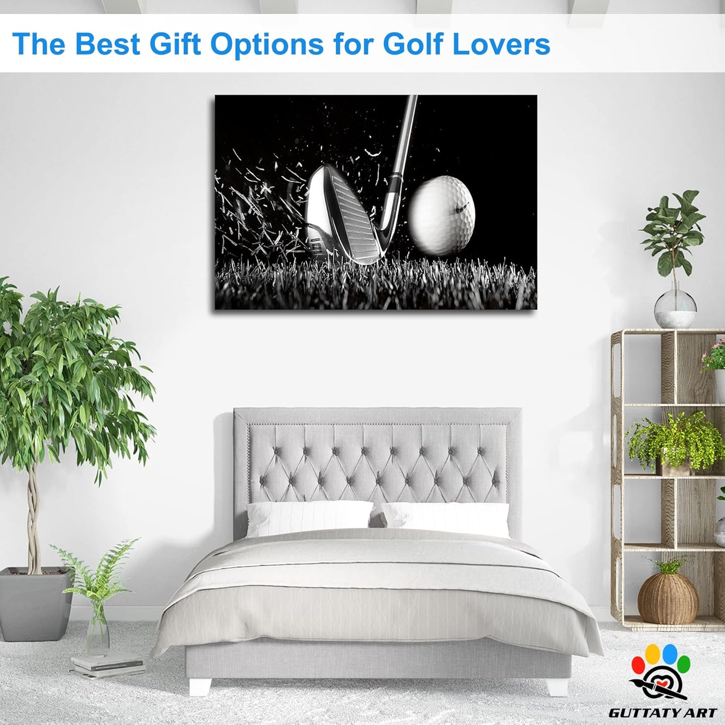GUTTATY Golf Wall Art, Golf Pictures Posters Canvas Print Wall Decor for Golfer's Man Cave Home Ofice Ready to Hang (32x48 Inches)