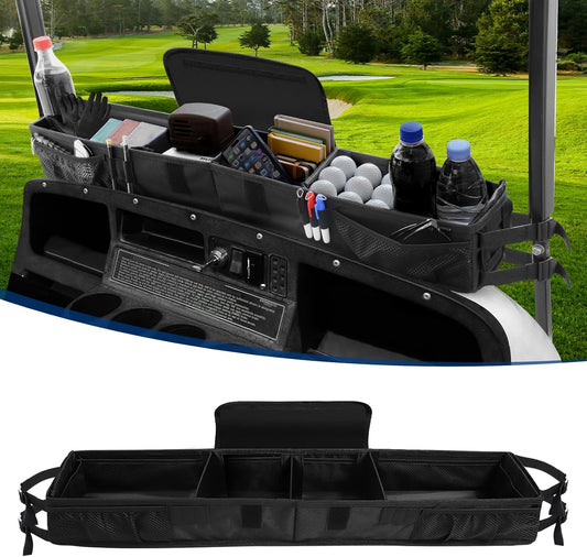 iLSKW Golf Cart Front Inner Basket Organizer Fit Ezgo TXT, Club Car DS/Precedent, Yamaha, Golf Cart Storage Tray with Over 13L Capacity, Indivdual Room, Easy to Install Remove Clean