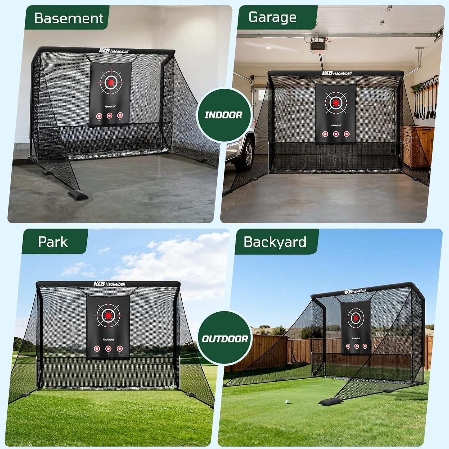 Haokelball Golf Practice Hitting Net for Driving Real Balls, Indoor Chipping Swing Training Nets with Impact Target, 10x7.5ft Heavy Duty Netting with Carry Bag for Backyard Outdoor Use