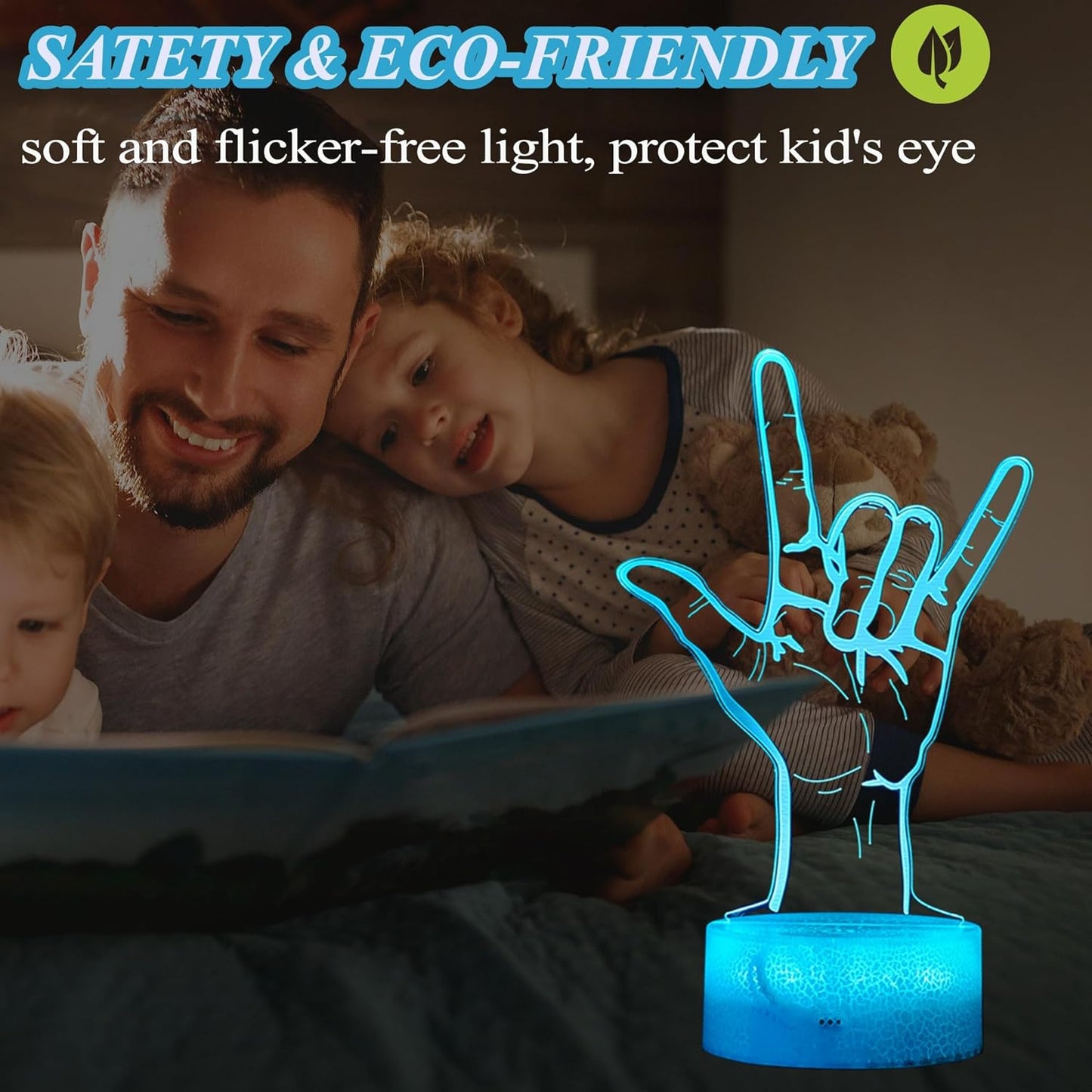 I Love You Night Light, Loving You Hand Sign, Lover 3D Illusion Lamp with 16 Colors Changing, Timer, 4 Flash Modes and Dimmable, Men Women Boys Girls Room Decoration, Holiday Xmas Gifts