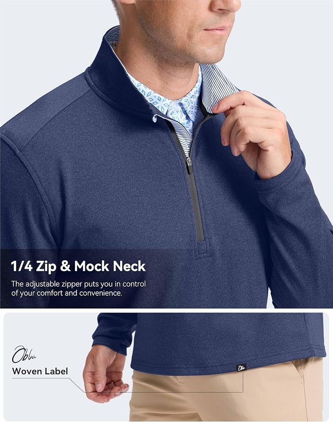 Obla Golf Quarter Zip Pullover Men Fleece Mock Neck Sweatshirt Winter Warm 1/4 - Image 4