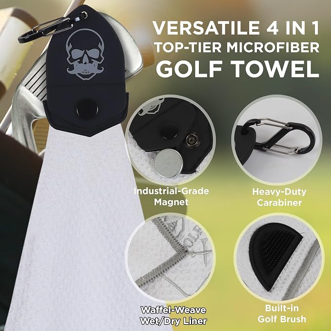 Magnetic Golf Towel Microfiber Golf Towel | Ultra Absorbant Waffle Pattern | - Image 3