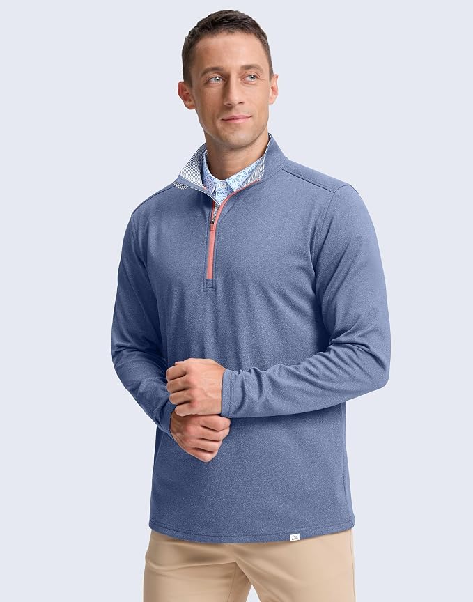 Obla Golf Quarter Zip Pullover Men Fleece Mock Neck Sweatshirt Winter Warm 1/4 - Image 2
