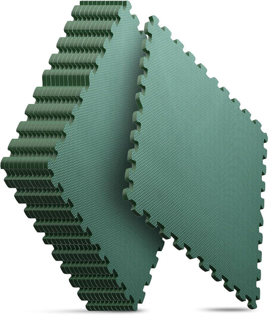 Home Gym Mat, Puzzle Exercise Mat, EVA Interlocking Foam Floor Tiles for Home Workout Equipment and Kids' Play Areas - Blue, 24 in x 24 in x ½ in - (Green, 12 Pack (48 SQ FT))