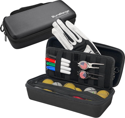 Golf Glove Holder Case with Glove Shaper - Portable Golf Accessories Organizer for Men & Women - Waterproof 900D Nylon, Large Capacity for Balls, Tees, Markers - Ideal Gift