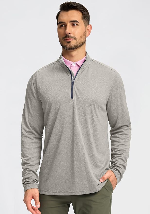 Obla Golf Quarter Zip Pullover for Men Mock Neck Sweatshirt Lightweight Sun - Image 2