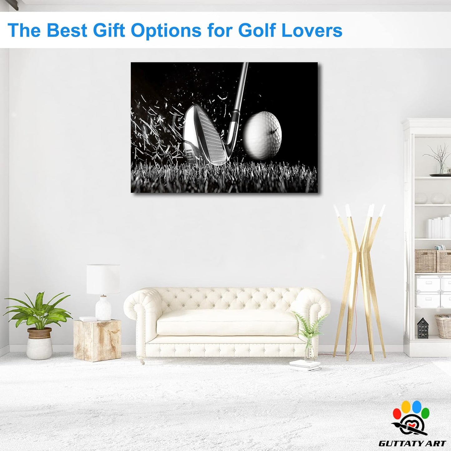 GUTTATY Golf Wall Art, Golf Pictures Posters Canvas Print Wall Decor for Golfer's Man Cave Home Ofice Ready to Hang (28x40 Inches)