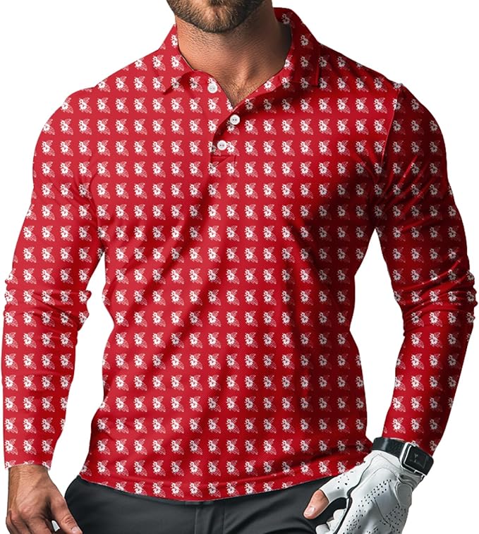Men's Long Sleeve Golf Shirt Quick Dry 3 Button Work Fishing Outdoor Casual by SQPO